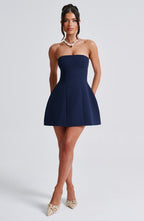 Strapless Mini Dress with Bubble Skirt for Women - Chic Date Night Outfit | Navy