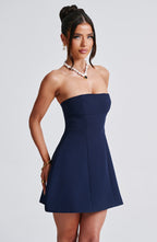 Strapless Mini Dress with Bubble Skirt for Women - Chic Date Night Outfit | Navy