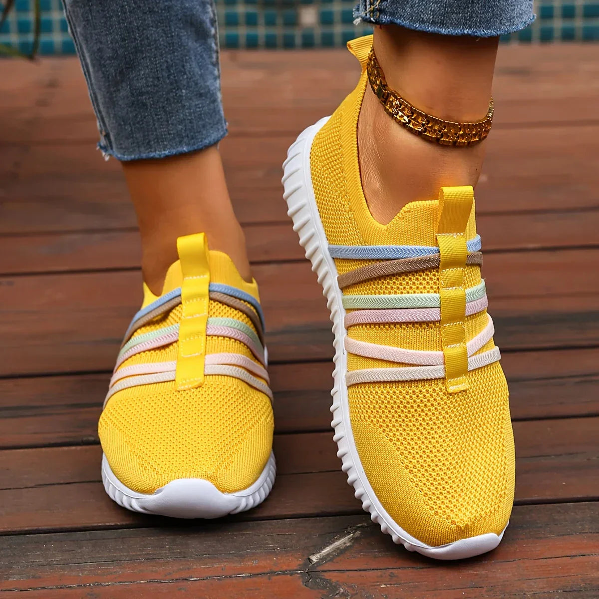 Orthopaedic Women's Mesh Shoes for Joint Pain Relief | Ergonomic, Stylish & Slip-Resistant Yellow