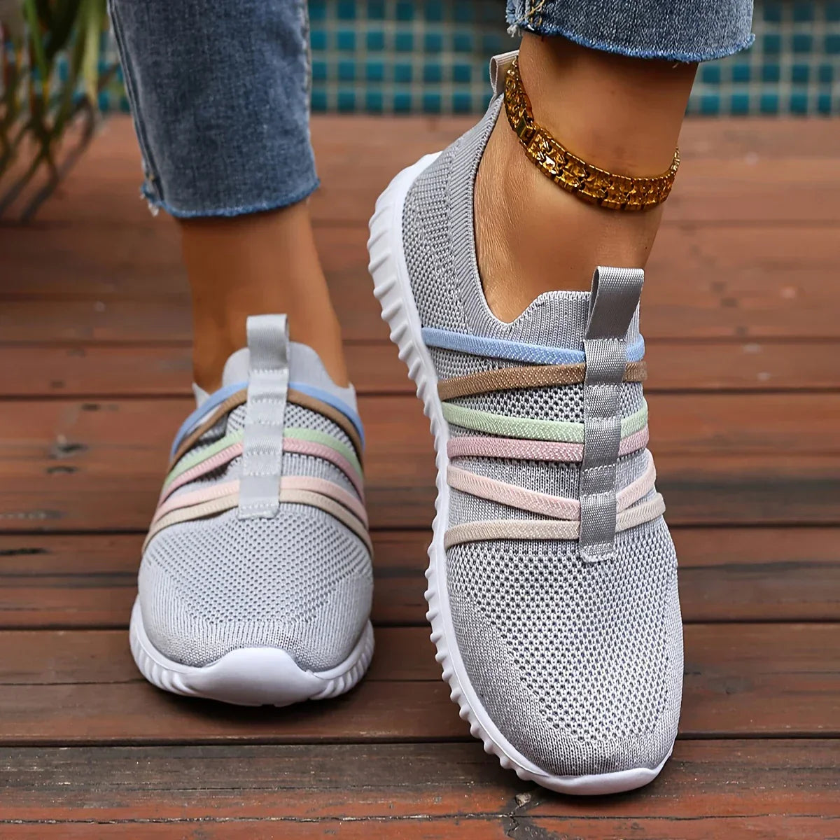 Orthopaedic Women's Mesh Shoes for Joint Pain Relief | Ergonomic, Stylish & Slip-Resistant Light grey