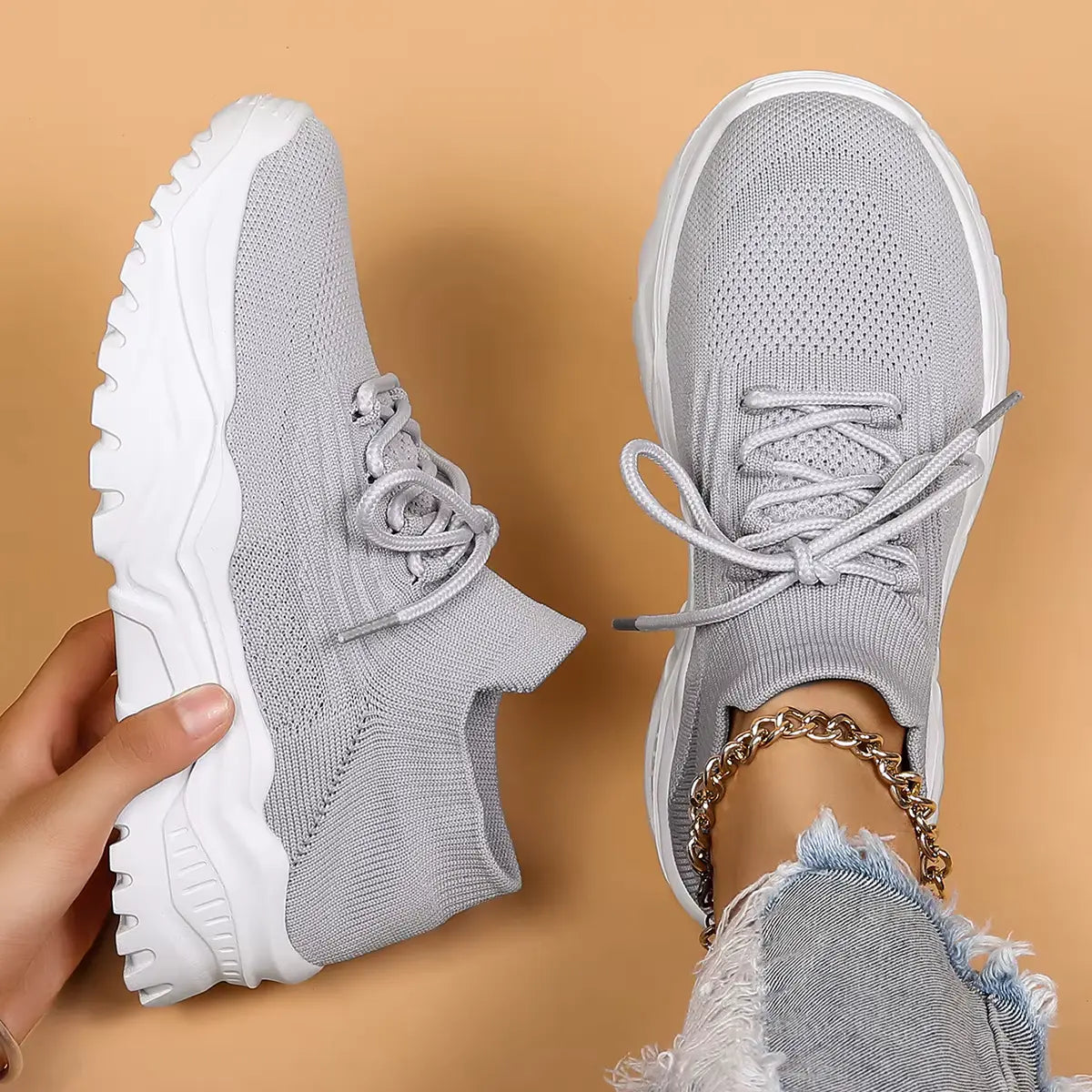 Orthopaedic Women's Shoes for Pain Relief & Extra Foot Support - Comfortable & Stylish Light grey