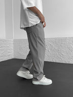Relaxed Loose Ribbed Fit Trousers for Men - Comfortable Casual Style, High Waist, baggy straight leg