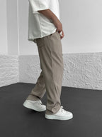 Relaxed Loose Ribbed Fit Trousers for Men - Comfortable Casual Style, High Waist, baggy straight leg