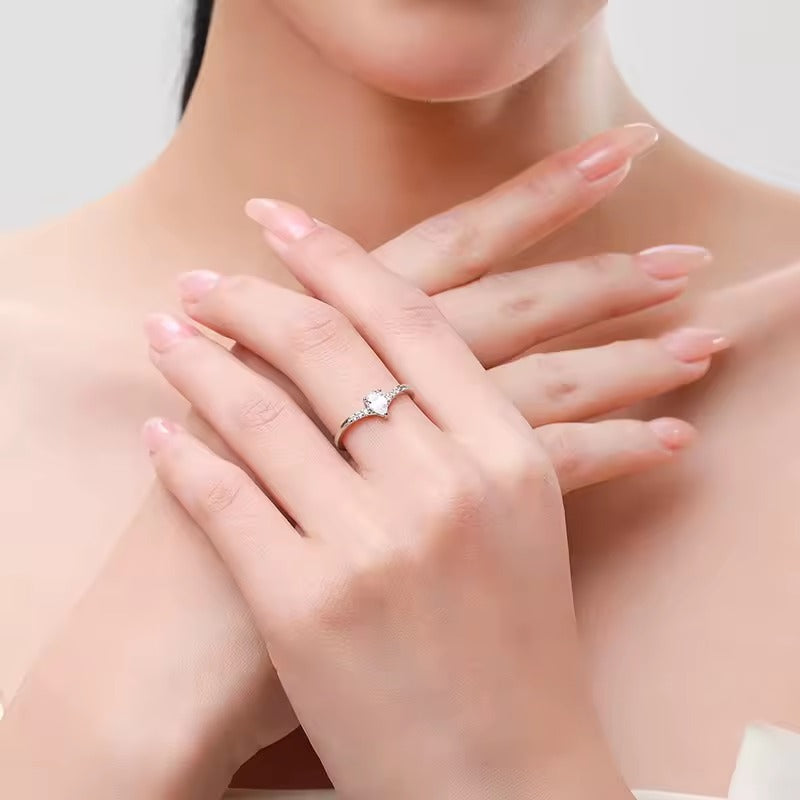 Sterling Silver Crystal Duo Ring Set - Elegant Minimalist Sparkle for Women