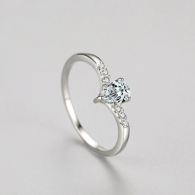 Sterling Silver Crystal Duo Ring Set - Elegant Minimalist Sparkle for Women