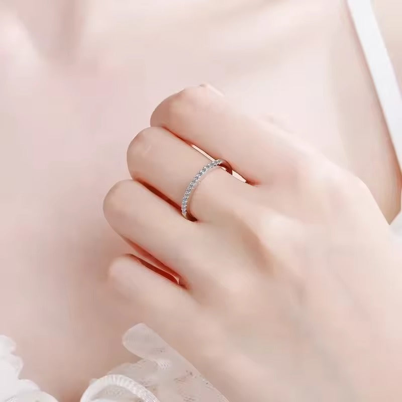 Sterling Silver Eternity Ring for Women – Slim Band with Cubic Zirconia, Hypoallergenic & Elegant Gift
