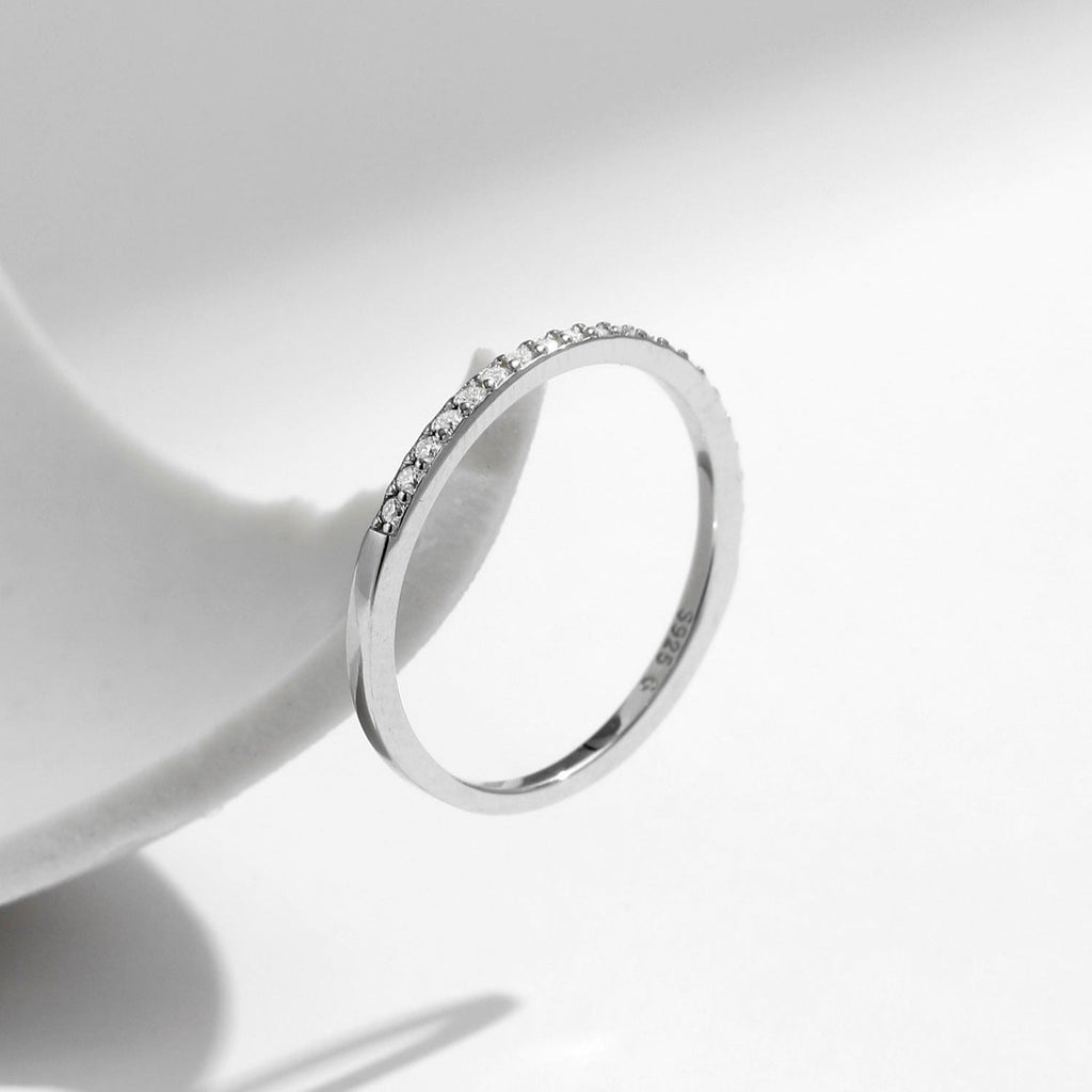 Sterling Silver Eternity Ring for Women – Slim Band with Cubic Zirconia, Hypoallergenic & Elegant Gift