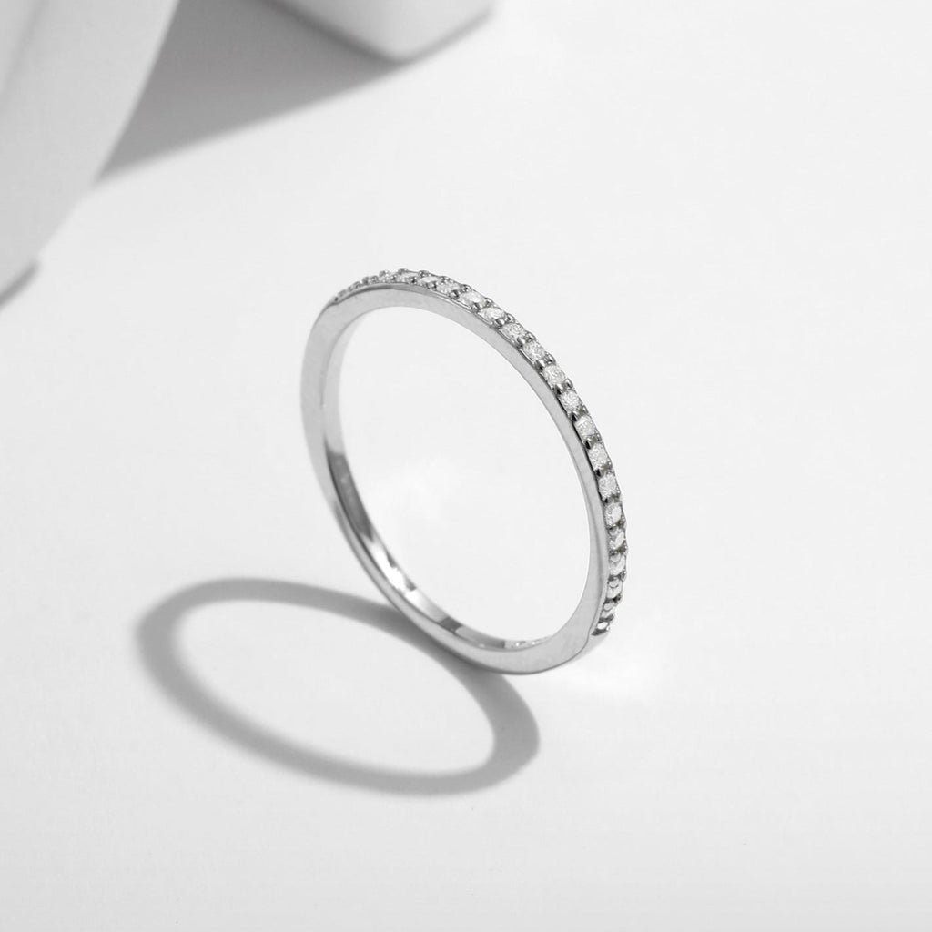 Sterling Silver Eternity Ring for Women – Slim Band with Cubic Zirconia, Hypoallergenic & Elegant Gift