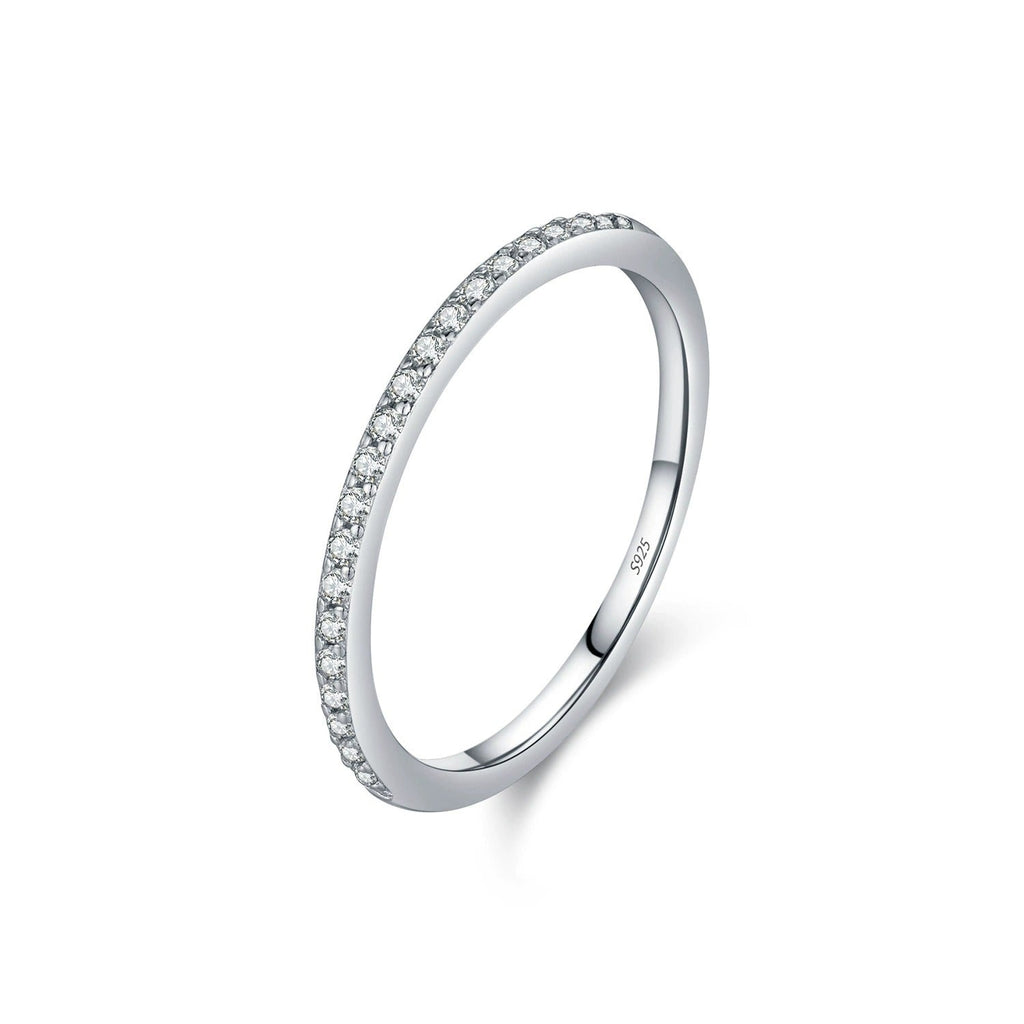 Sterling Silver Eternity Ring for Women – Slim Band with Cubic Zirconia, Hypoallergenic & Elegant Gift