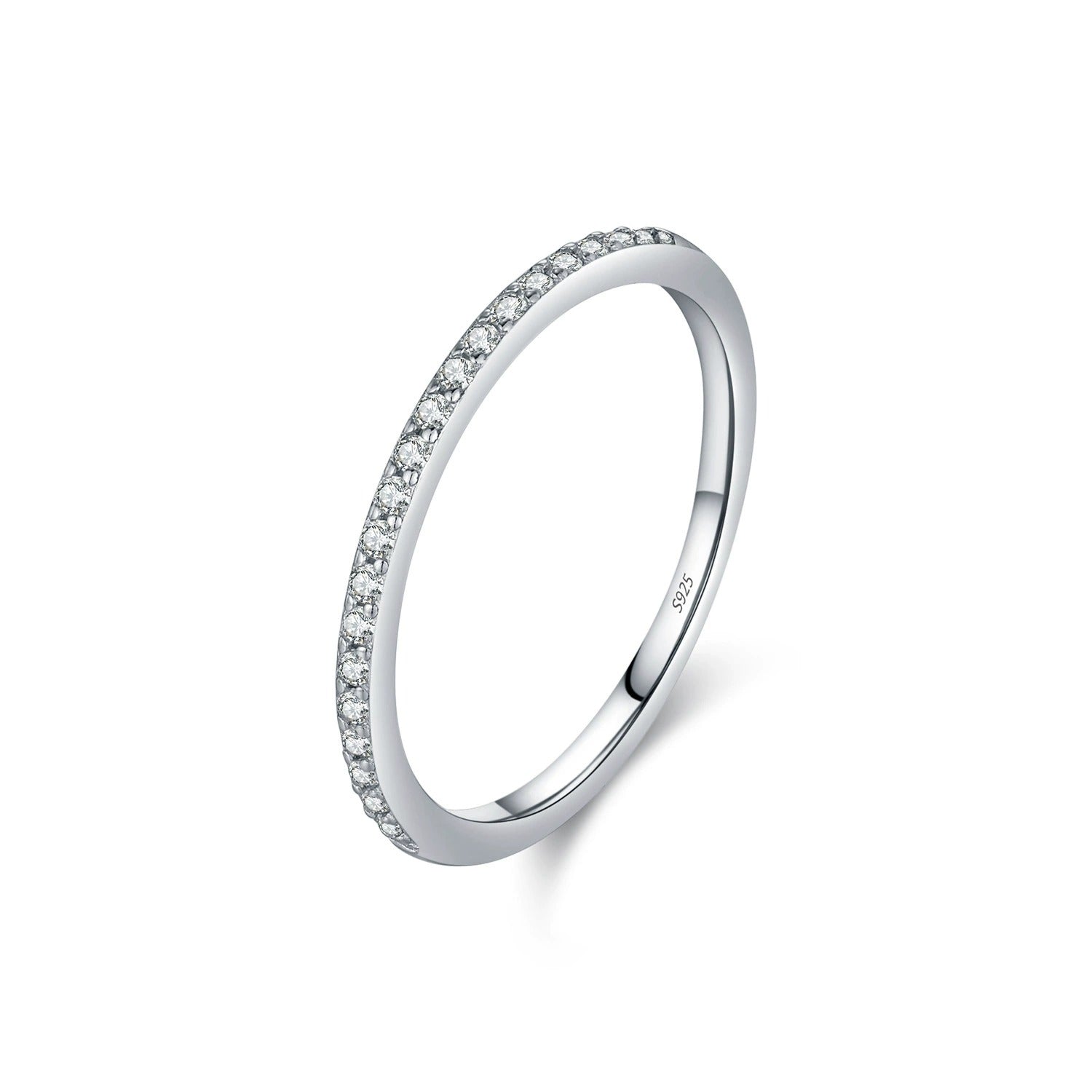 Sterling Silver Eternity Ring for Women – Slim Band with Cubic Zirconia, Hypoallergenic & Elegant Gift
