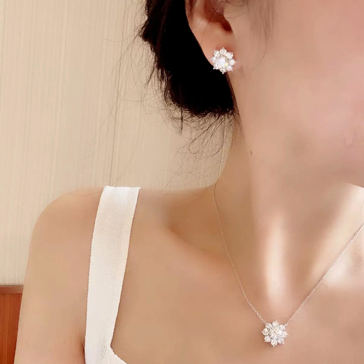 Sterling Silver Flower Stud Earrings for Women – Cubic Zirconia Crystals, Hypoallergenic & Gift-Ready