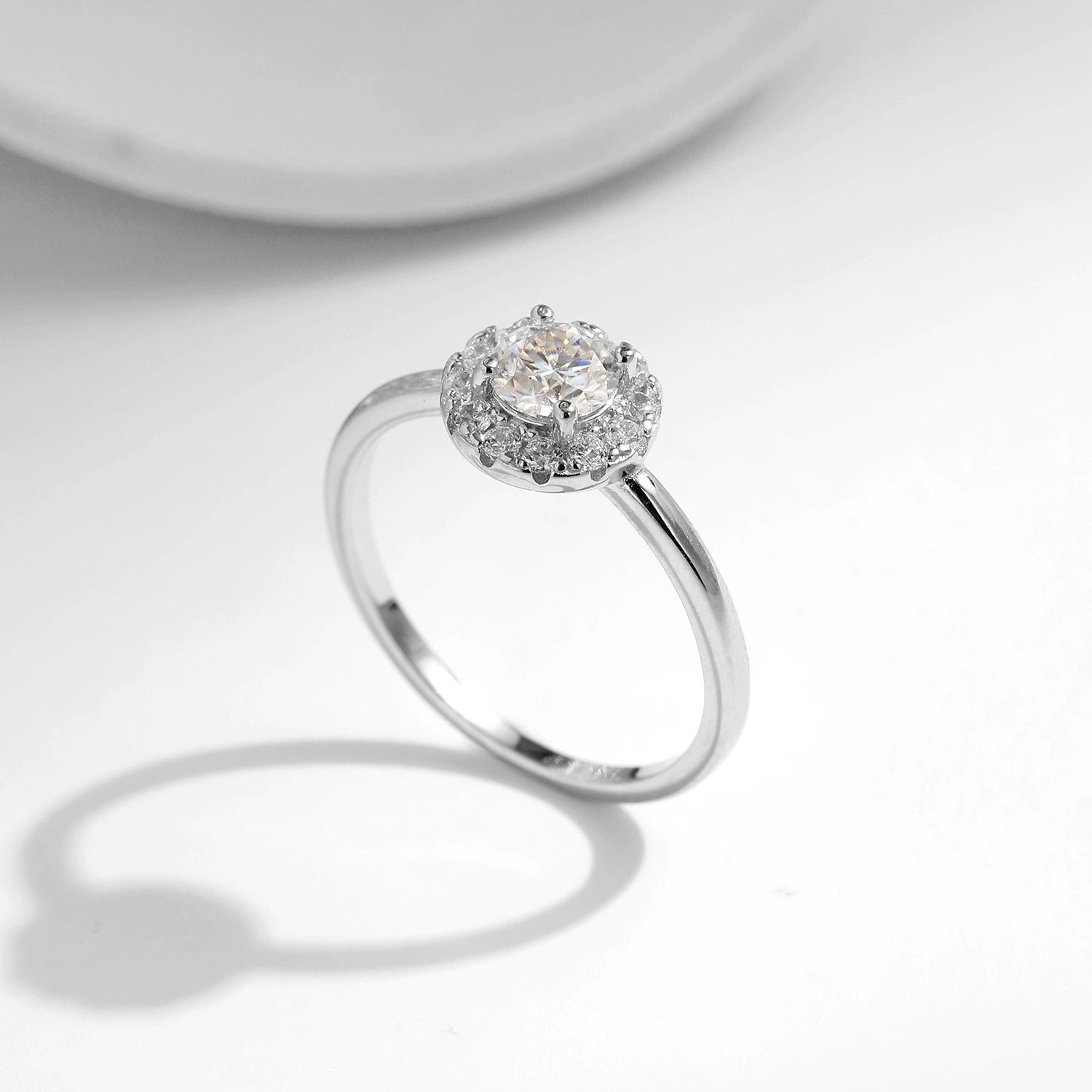Sterling Silver Halo Engagement Ring for Women – Cubic Zirconia Crystal, Hypoallergenic & Elegant Gift