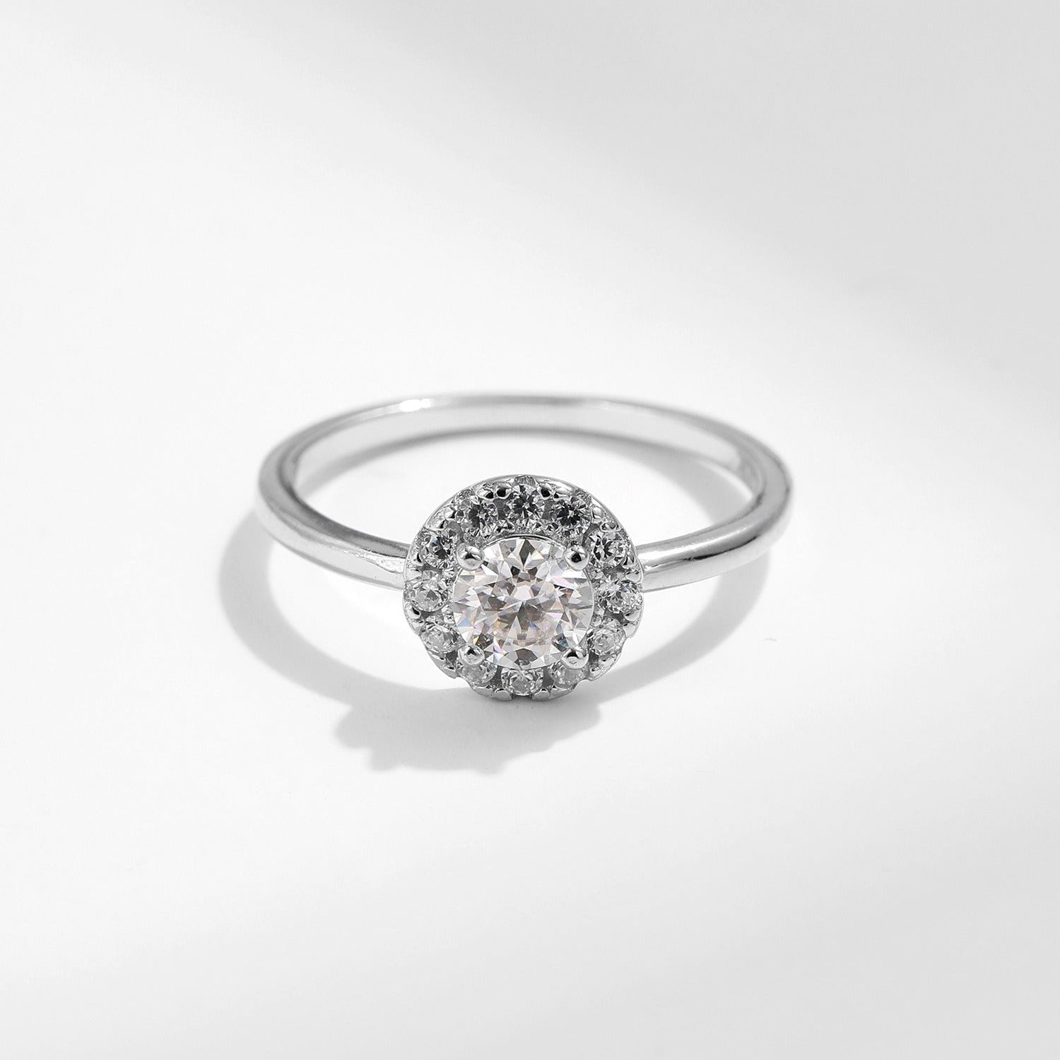 Sterling Silver Halo Engagement Ring for Women – Cubic Zirconia Crystal, Hypoallergenic & Elegant Gift