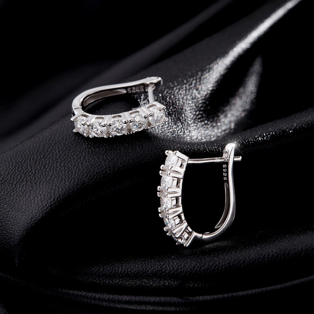 Sterling Silver Hoop Earrings for Women – Cubic Zirconia Crystal Design, Hypoallergenic & Elegant Gift