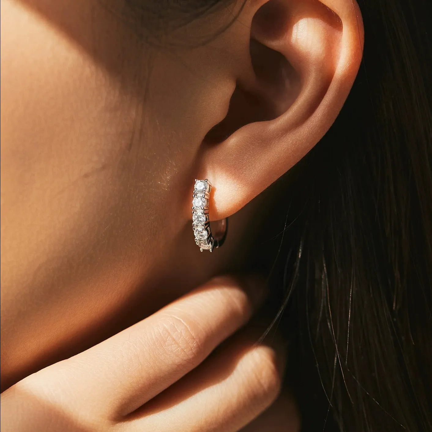 Sterling Silver Hoop Earrings for Women – Cubic Zirconia Crystal Design, Hypoallergenic & Elegant Gift