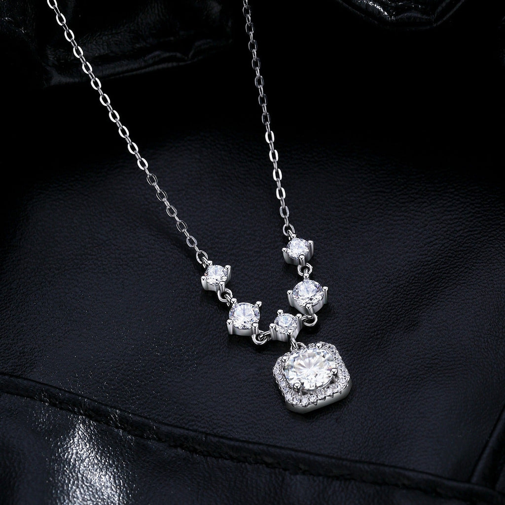 Sterling Silver Necklace with Sparkling Crystal - Waterproof, Gift-Ready