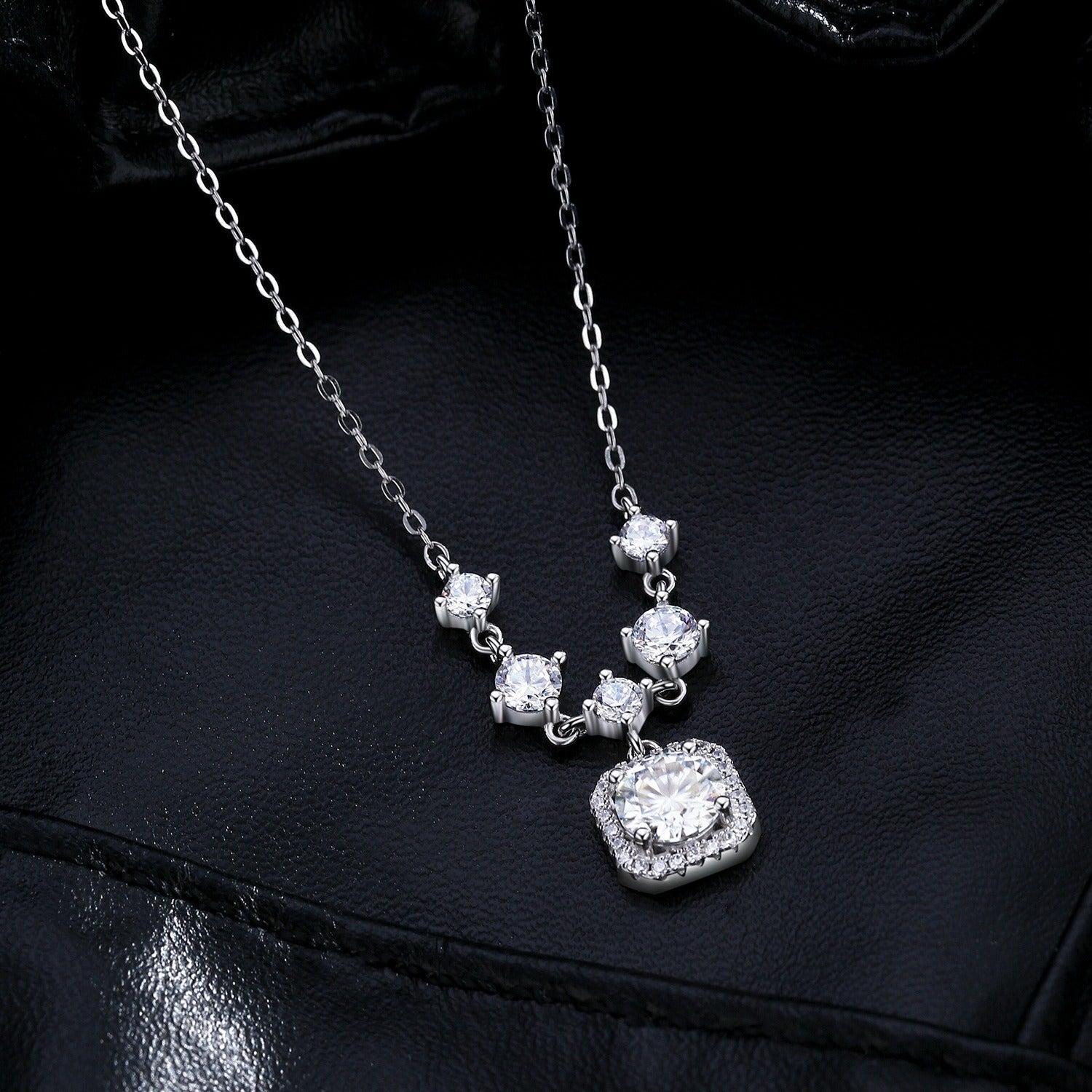 Sterling Silver Necklace with Sparkling Crystal - Waterproof, Gift-Ready