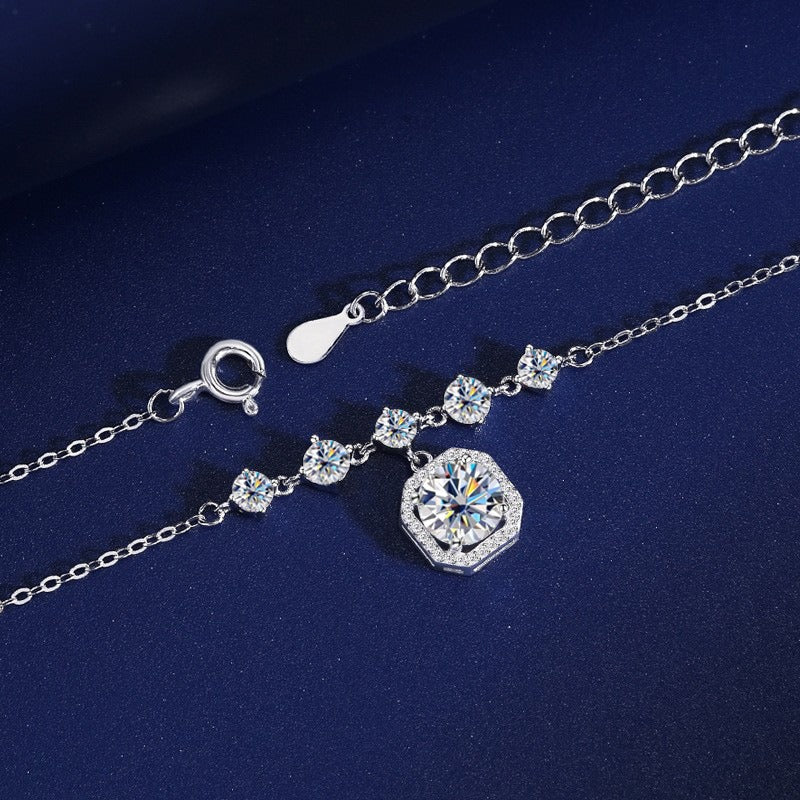 Sterling Silver Necklace with Sparkling Crystal - Waterproof, Gift-Ready