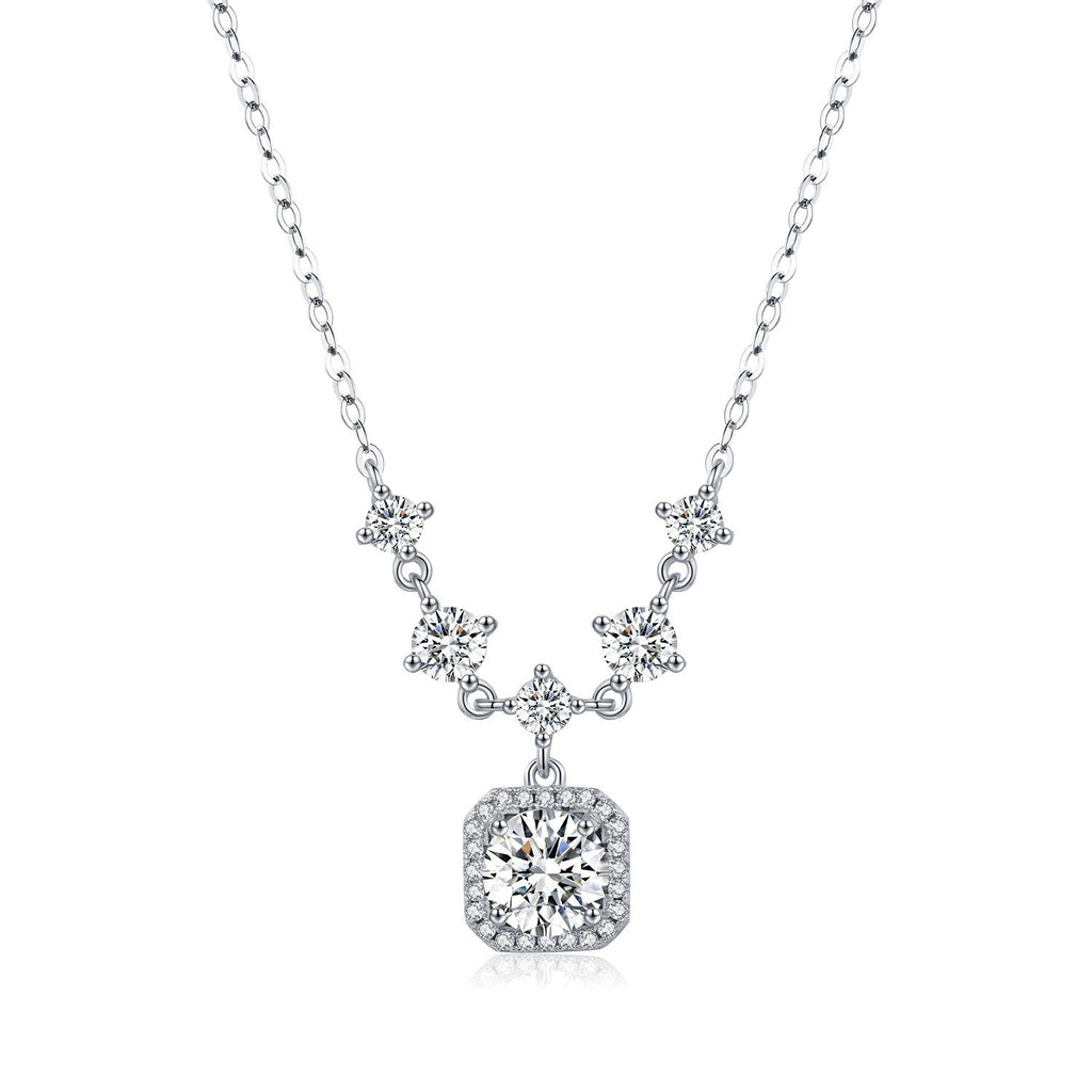 Sterling Silver Necklace with Sparkling Crystal - Waterproof, Gift-Ready