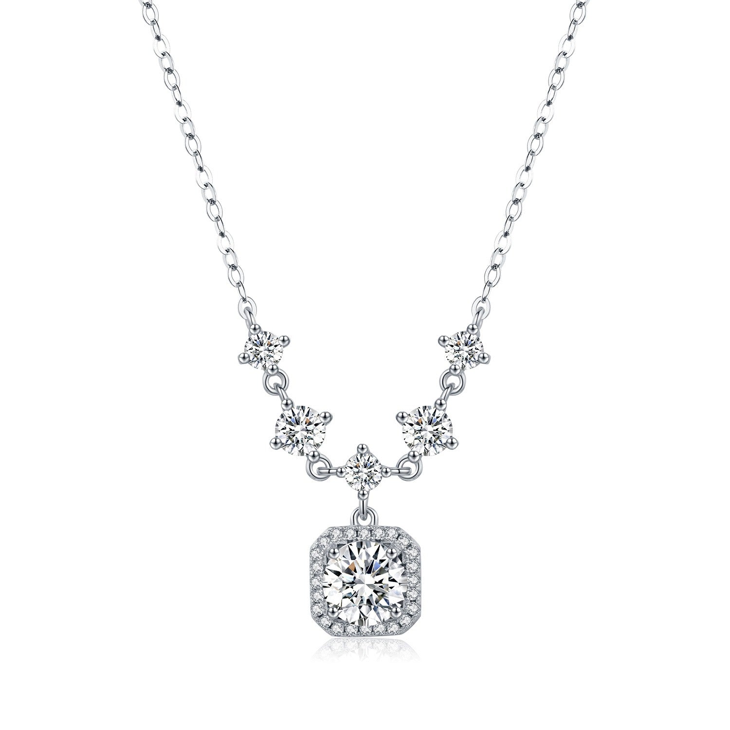 Sterling Silver Necklace with Sparkling Crystal - Waterproof, Gift-Ready