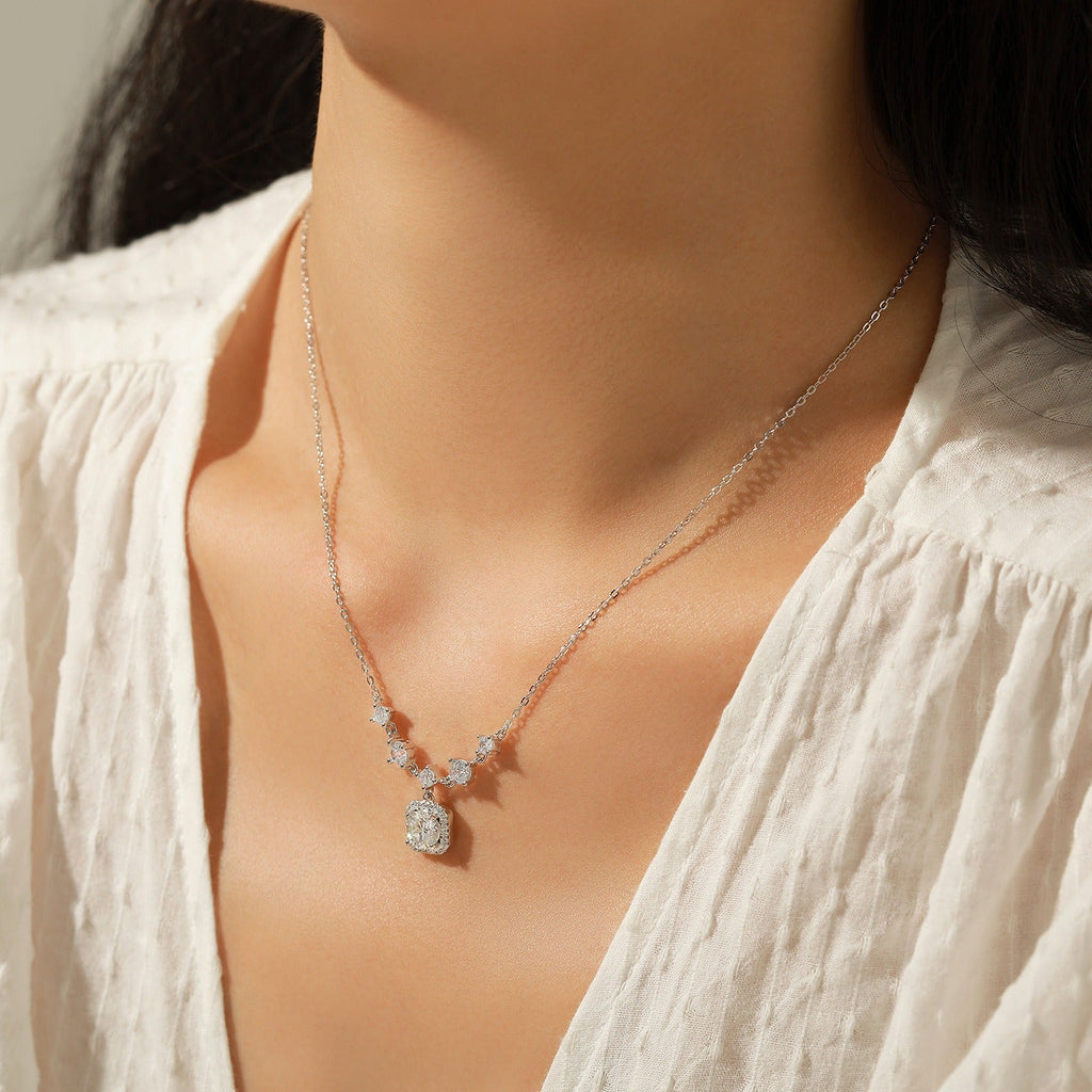 Sterling Silver Necklace with Sparkling Crystal - Waterproof, Gift-Ready