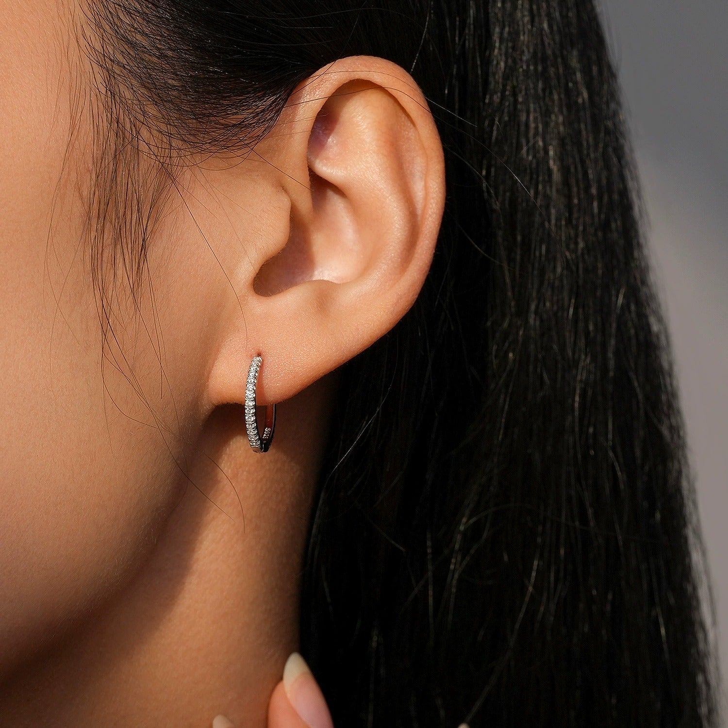 Sterling Silver Pavé Crystal Hoop Earrings - Hypoallergenic, Waterproof, Gift-Ready