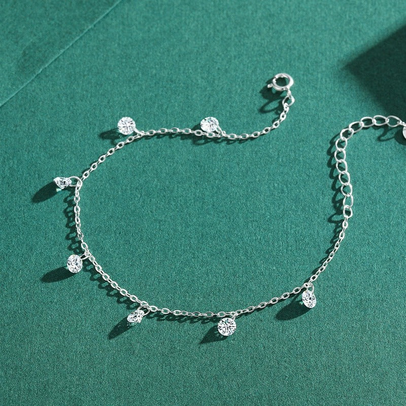 Sterling Silver Sparkling Dew Bracelet with Crystals - Hypoallergenic, Waterproof, Gift Boxed