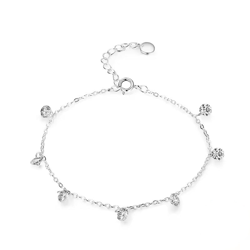 Sterling Silver Sparkling Dew Bracelet with Crystals - Hypoallergenic, Waterproof, Gift Boxed