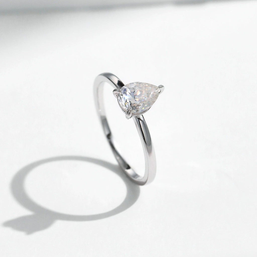 Sterling Silver Teardrop Engagement Ring for Women – Cubic Zirconia Stone, Hypoallergenic & Elegant Gift