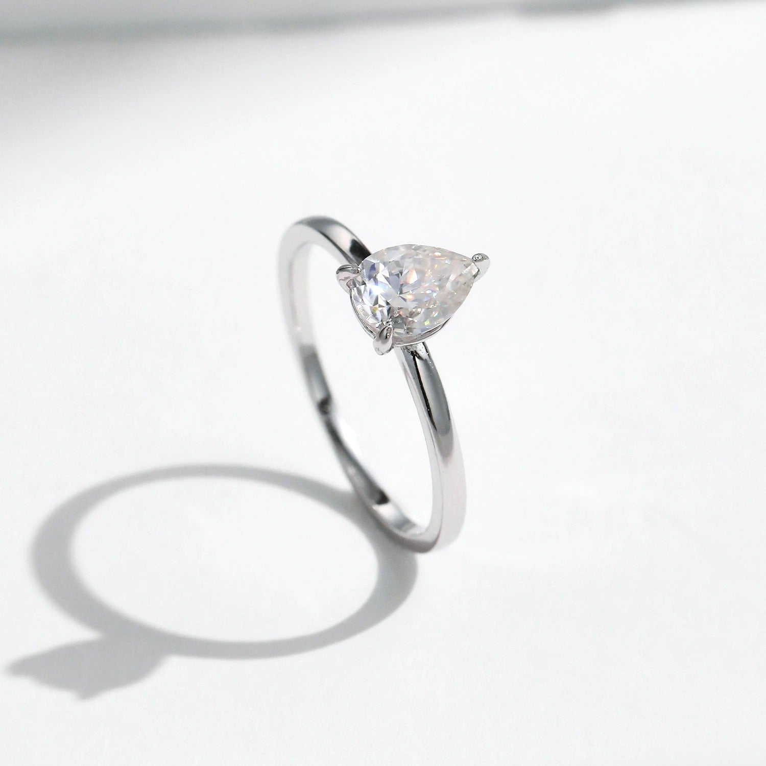 Sterling Silver Teardrop Engagement Ring for Women – Cubic Zirconia Stone, Hypoallergenic & Elegant Gift