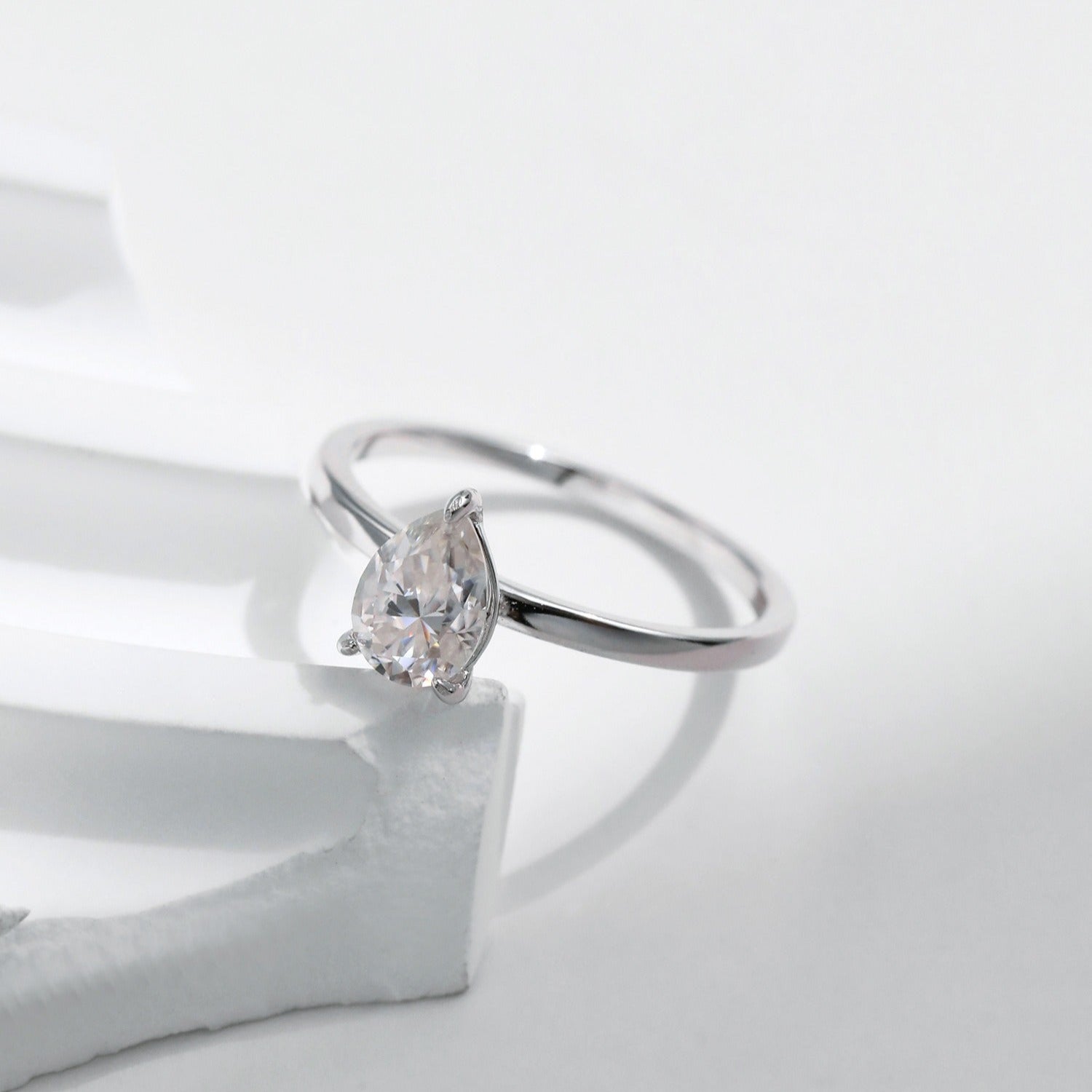 Sterling Silver Teardrop Engagement Ring for Women – Cubic Zirconia Stone, Hypoallergenic & Elegant Gift