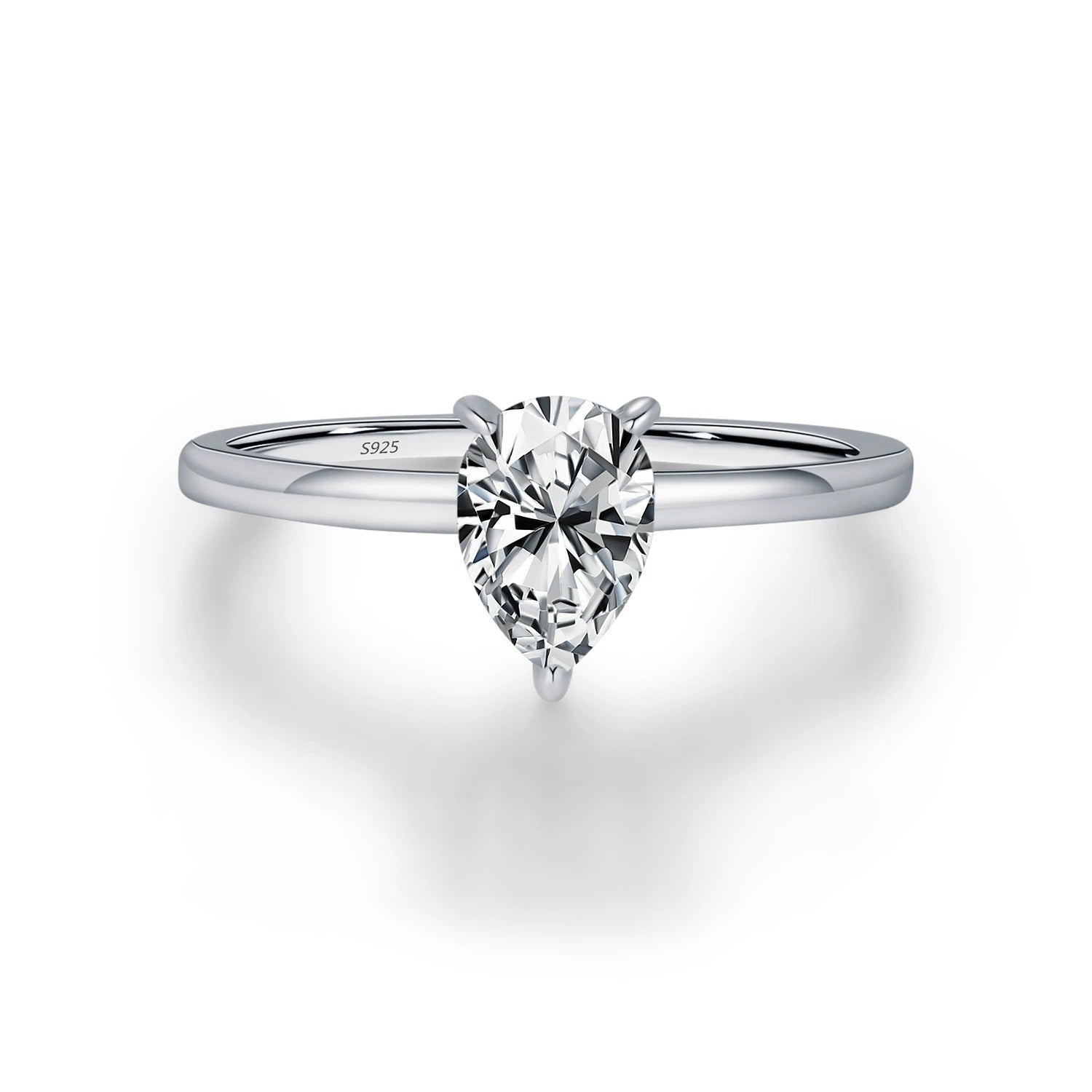 Sterling Silver Teardrop Engagement Ring for Women – Cubic Zirconia Stone, Hypoallergenic & Elegant Gift
