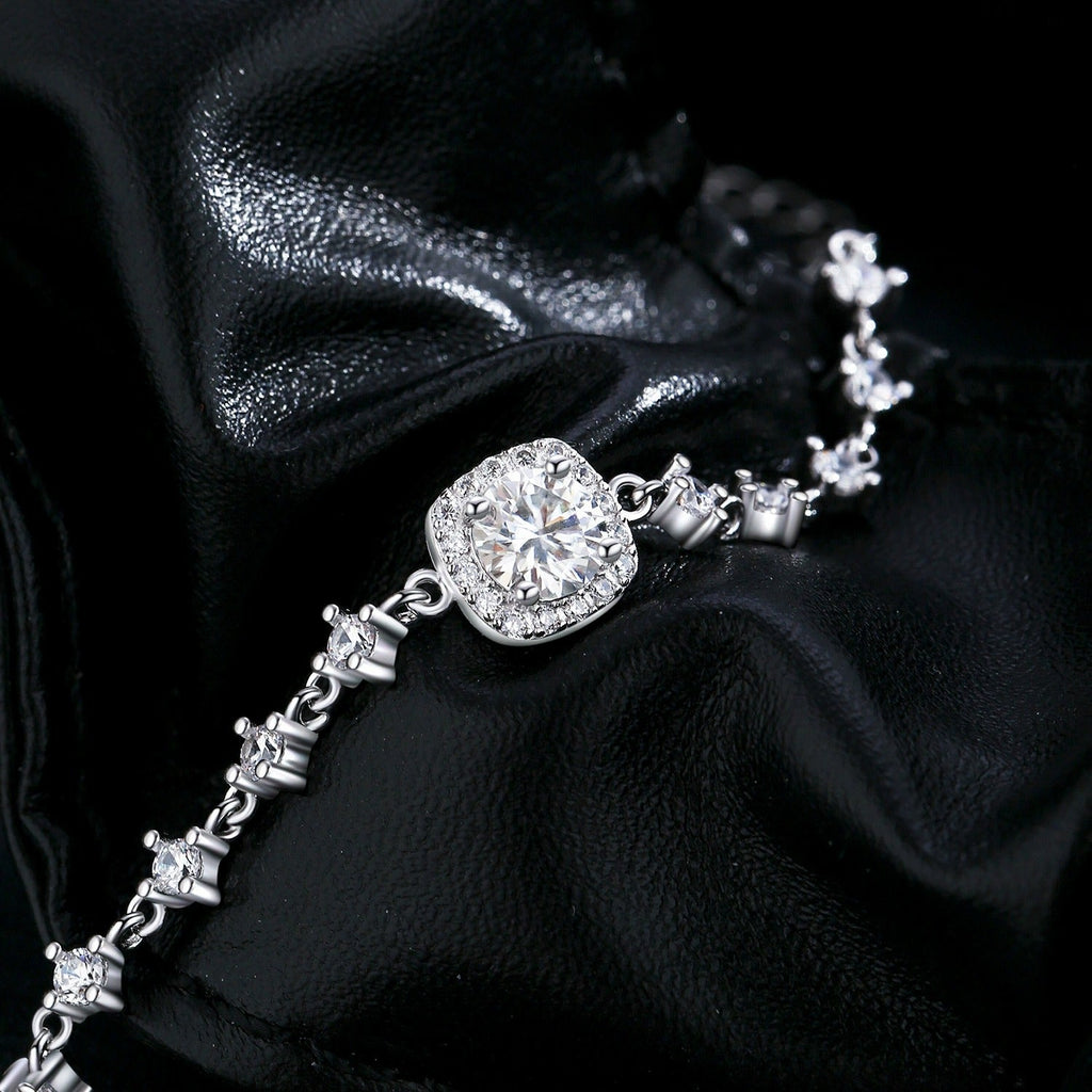 Sterling Silver Tennis Bracelet with Sparkling Crystals – Hypoallergenic, Waterproof, Elegant Jewellery Gift