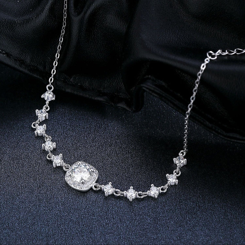 Sterling Silver Tennis Bracelet with Sparkling Crystals – Hypoallergenic, Waterproof, Elegant Jewellery Gift