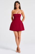 Strapless Mini Dress with Bubble Skirt for Women - Chic, Fully Lined, Perfect for Date Nights | Red