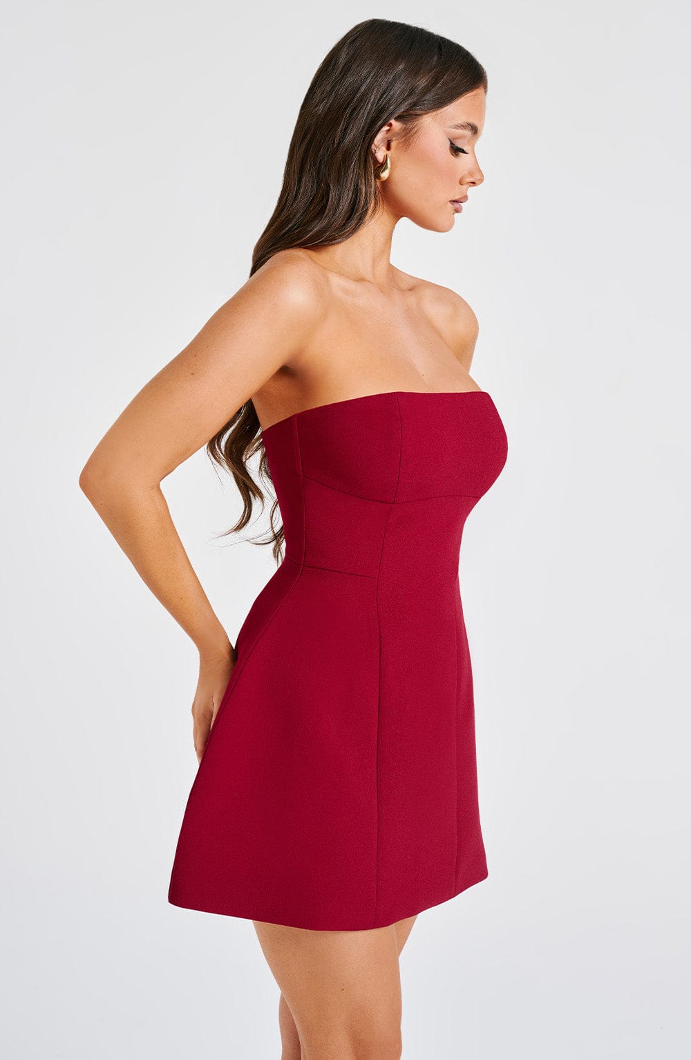 Strapless Mini Dress with Bubble Skirt for Women - Chic, Fully Lined, Perfect for Date Nights | Red