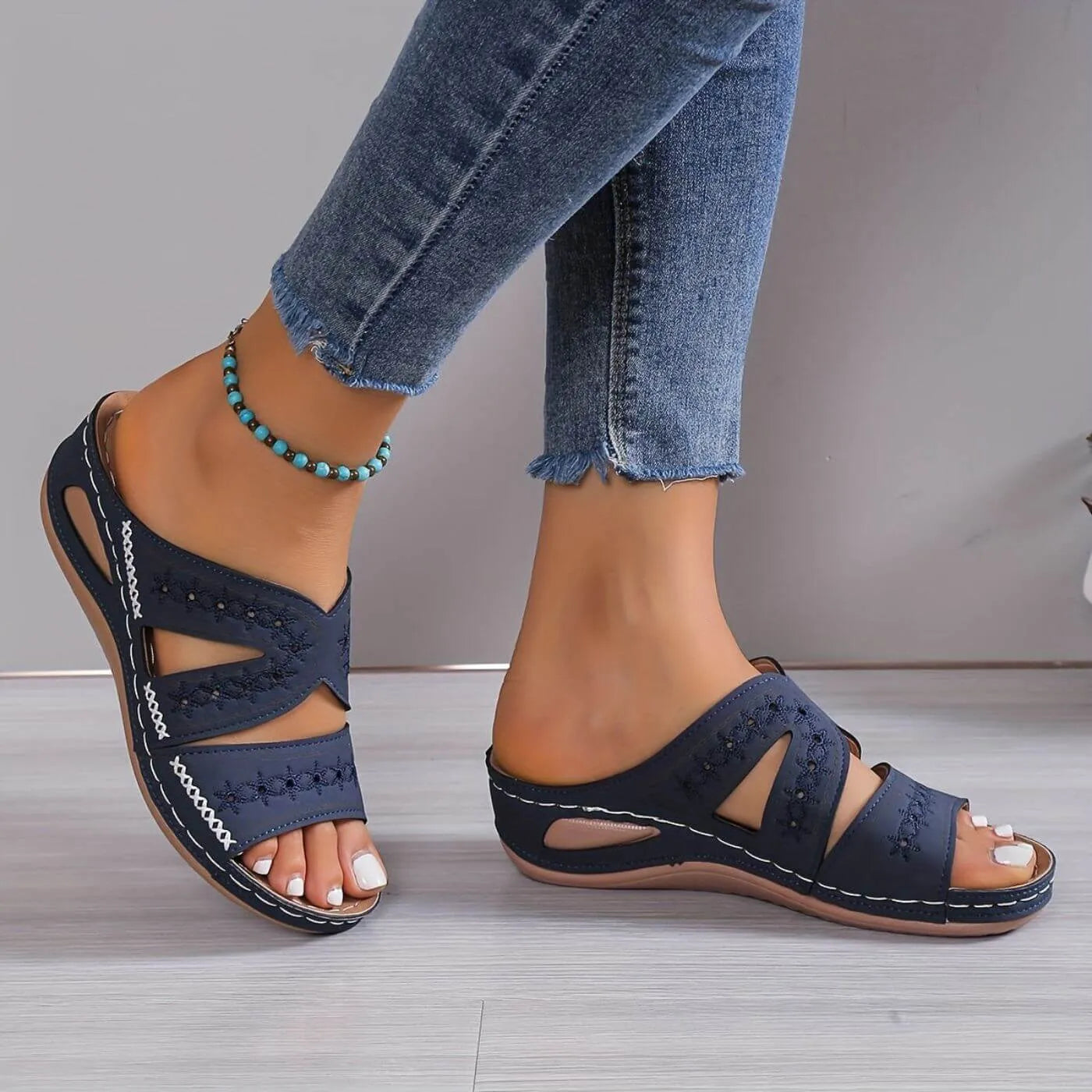 Supportive Orthopaedic Sandals for Women - All-Day Comfort, Pain Relief & Non-Slip Grip Blue