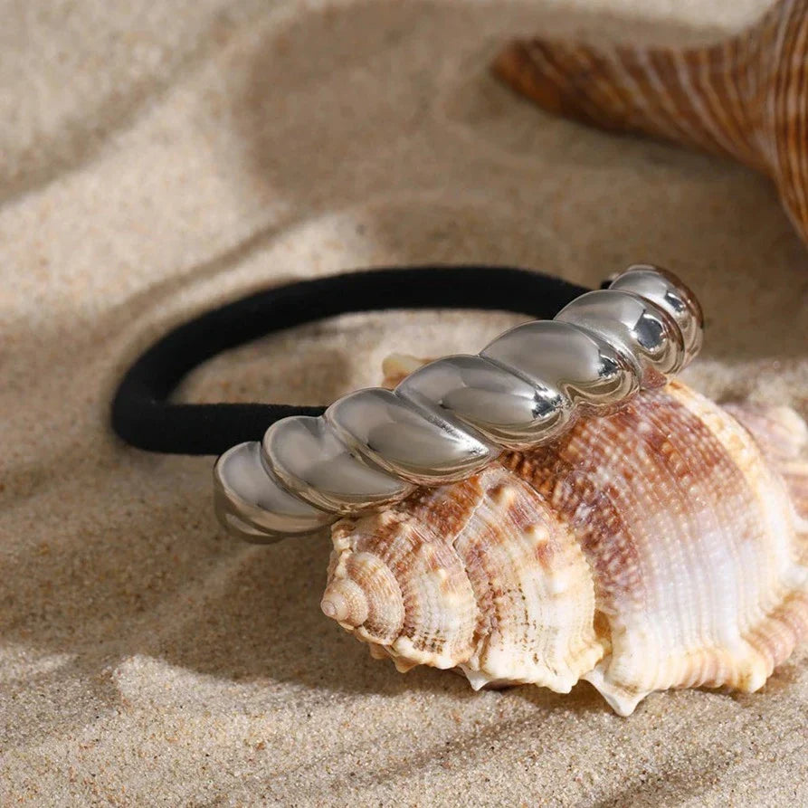 Twist Pony Cuff - Hypoallergenic 18k Gold Stainless Steel Hair Accessory, Waterproof Chic