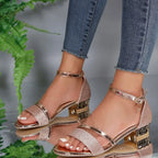 Women's Arch Support Block Heel Sandals with Ankle Strap - Lightweight, Comfortable Party, Evening Shoes