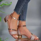 Women's Arch Support Block Heel Sandals with Ankle Strap - Lightweight, Comfortable Party, Evening Shoes