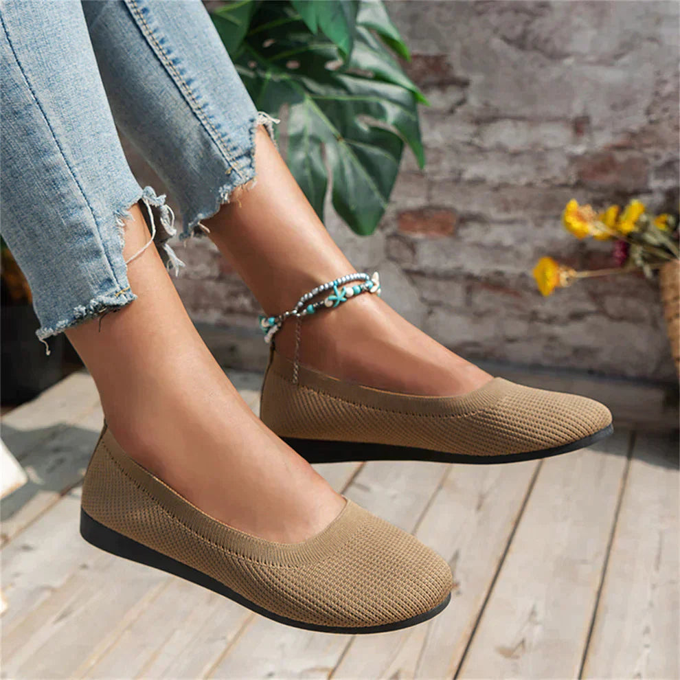 Women's Breathable Knit Slip-On Shoes with Orthopaedic Support Khaki