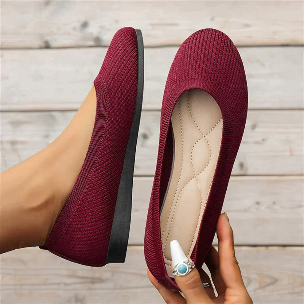 Women's Breathable Knit Slip-On Shoes with Orthopaedic Support Red