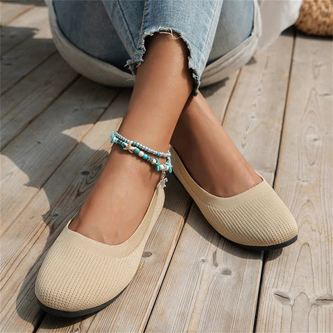 Women's Breathable Knit Slip-On Shoes with Orthopaedic Support Beige