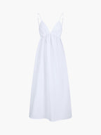 Women's Breathable Linen Midi Dress - Stylish Summer Outfit | White