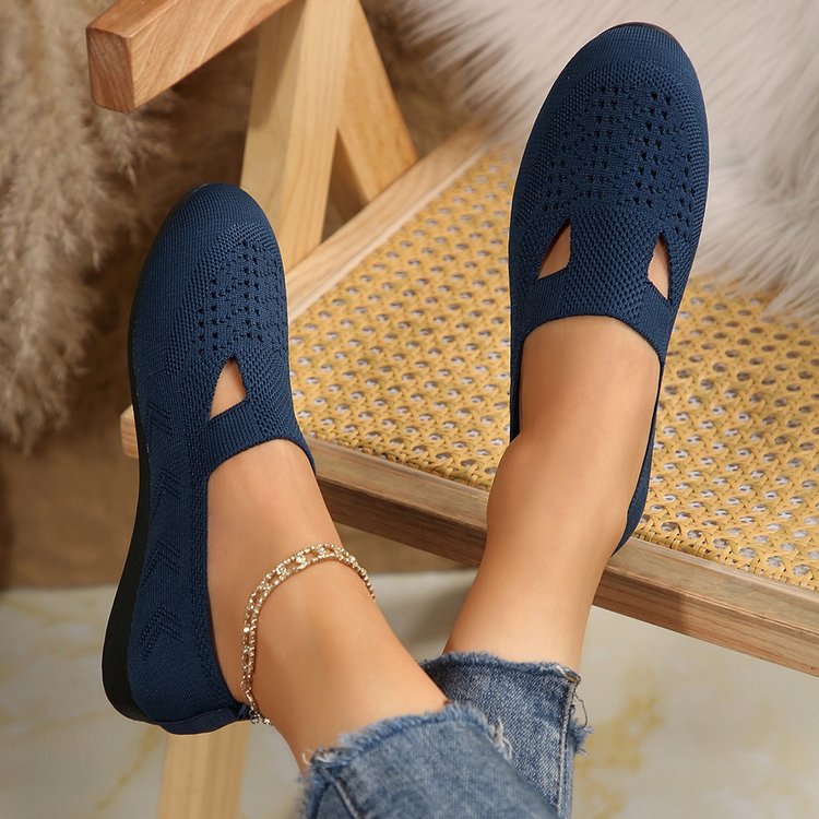 Women's Orthopaedic Breathable Slip-On Shoes - Soft Knit, Lightweight, Casual Support Navy