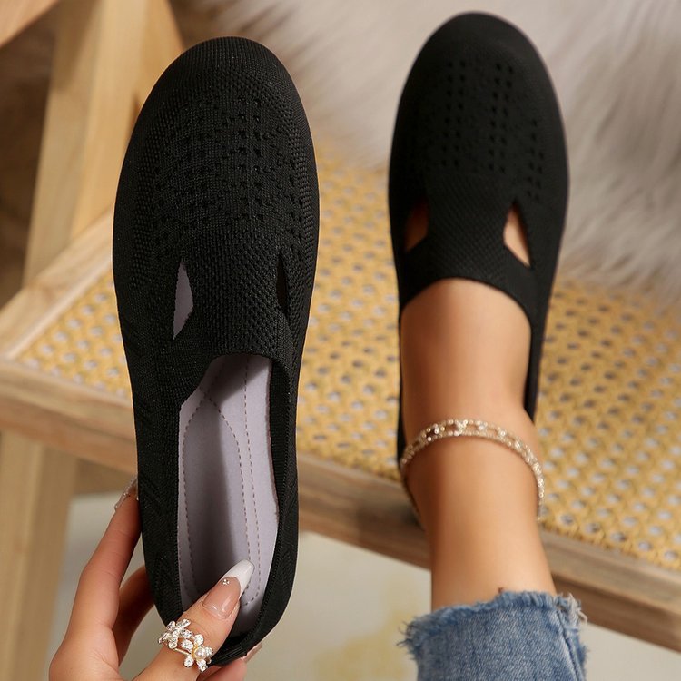 Women's Orthopaedic Breathable Slip-On Shoes - Soft Knit, Lightweight, Casual Support Black