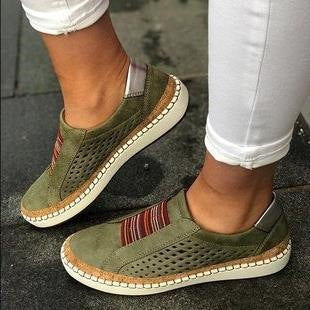 Women's Orthopaedic Breathable Slip-On Sneakers - Cushioned Fit Green