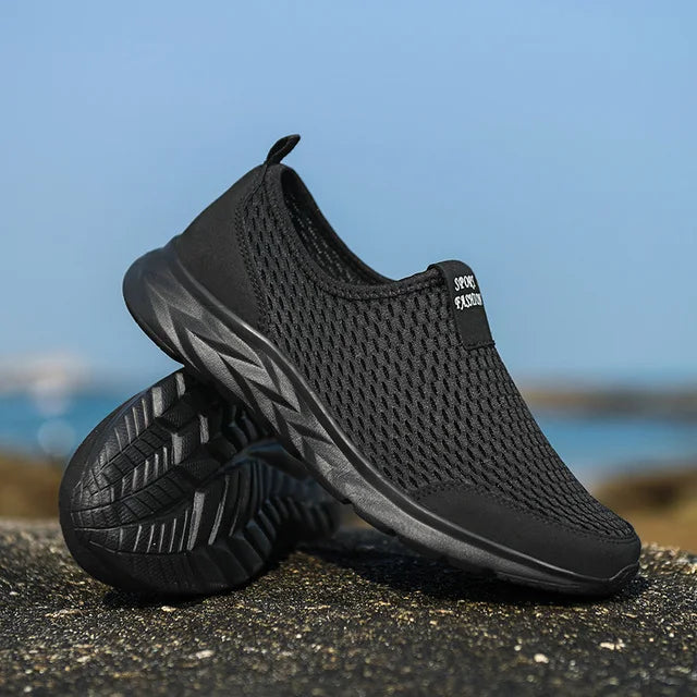 Women’s Breathable Walking Shoes – Lightweight Orthopaedic Summer Gym Sneakers All Black