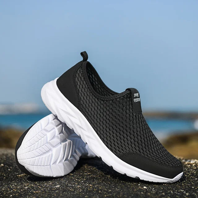 Women’s Breathable Walking Shoes – Lightweight Orthopaedic Summer Gym Sneakers Black White