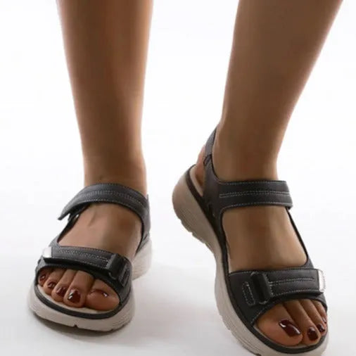 Women's Comfortable Orthopaedic Sandals - Adjustable Straps for Spring & Summer Style Black